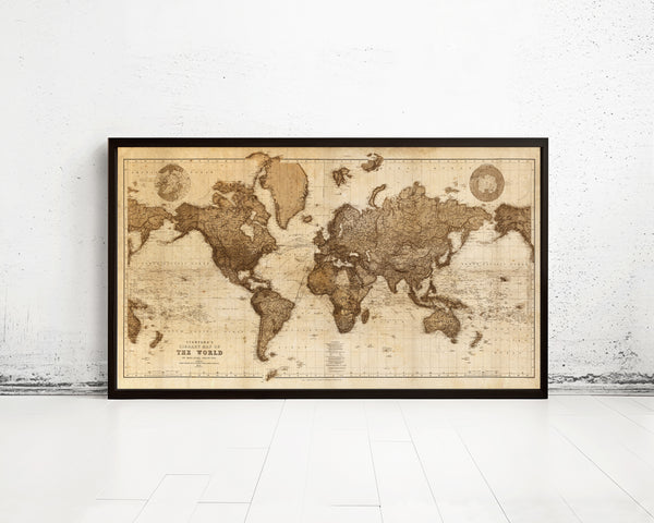 Antique World Map Vintage Atlas 1898 Mercator Projection| World Map Gift World Map Print | Vintage World Map | World Map Wall Art