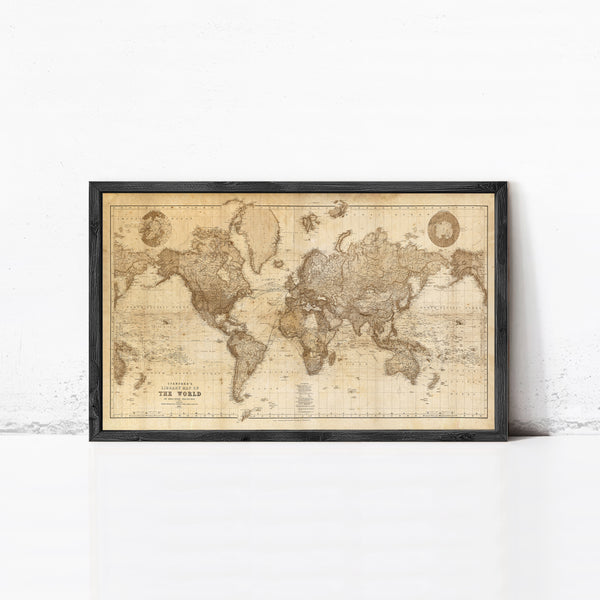 World Map Vintage Atlas 1898 Mercator projection SEPIA | World Map Gift World Map Print | Vintage World Map | World Map Wall Art
