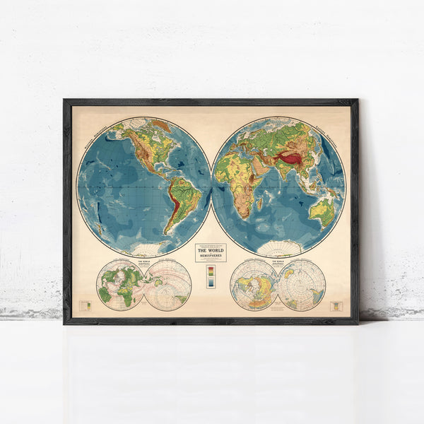 Old World Map 1917 Mercator Projection Large World Map | World Map Gift World Map Print | Vintage World Map | World Map Wall Art