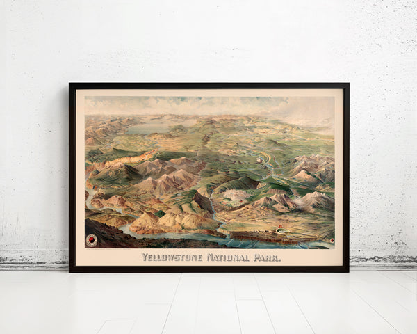 Yellowstone National Park Poster Milwaukee 1904  | Vintage Map Wall Art Print