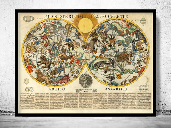 Old Celestial Map Astronomy 1700 Planisphere Celeste | Vintage Poster Wall Art Print |