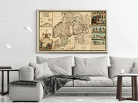 Old Map of Sweden and Denmark 1720  | Vintage Poster Wall Art Print |