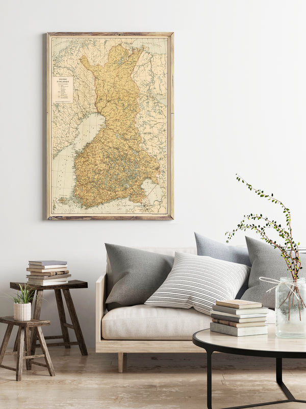 Old Map of Finland 1930 Finland Vintage Map | Vintage Poster Wall Art Print |