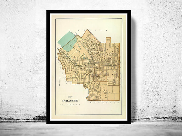 Old Map of Syracuse New York 1895  | Vintage Poster Wall Art Print |