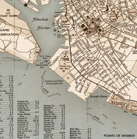 Vintage Map of Honolulu Hawaii - fine reproduction  | Vintage Poster Wall Art Print |