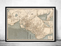 Vintage Map of Honolulu Hawaii - fine reproduction  | Vintage Poster Wall Art Print |