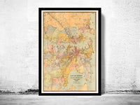 Old Map of Sydney and suburbs 1903 Australia Vintage Map of Sydney | Vintage Poster Wall Art Print |