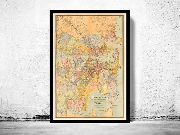 Old Map of Sydney and suburbs 1903 Australia Vintage Map of Sydney | Vintage Poster Wall Art Print |