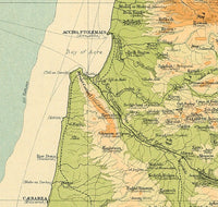 Old Map of Palestine and Jerusalem 1920  | Vintage Poster Wall Art Print |