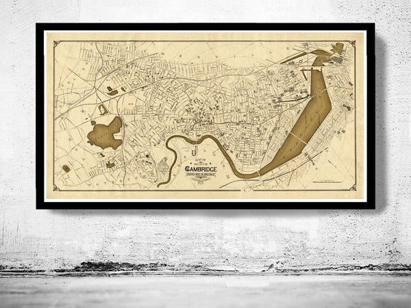 Old Map of Cambridge Massachusetts 1910 Vintage Map  | Vintage Poster Wall Art Print |