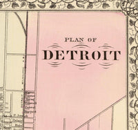 Old map of Detroit 1880 Vintage Map | Vintage Poster Wall Art Print |