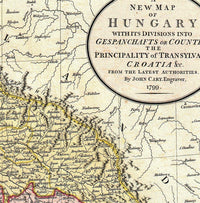 Old Map of Hungary 1799 Vintage Map | Vintage Poster Wall Art Print |