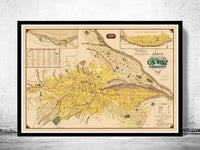 Old Map of La Paz Bolivia  | Vintage Poster Wall Art Print |