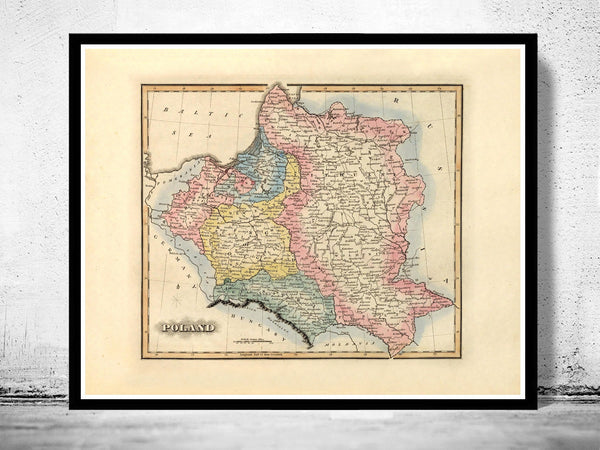 Old Map of Poland 1823  | Vintage Poster Wall Art Print |