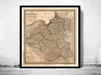 Old Map of Poland 1820  | Vintage Poster Wall Art Print |