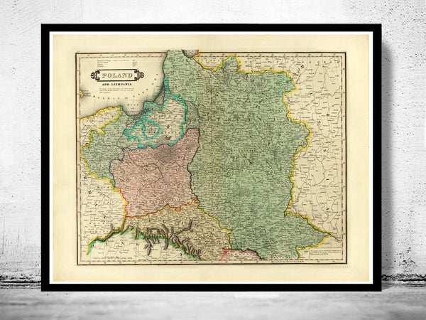 Old Map of Poland 1831  | Vintage Poster Wall Art Print |