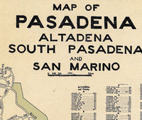 Old Map of Pasadena California  | Vintage Poster Wall Art Print |