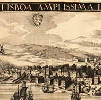 Old Map of Lisbon Lisboa Portugal 1709  | Vintage Poster Wall Art Print |