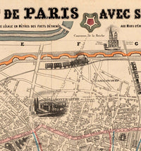 Old Map of Paris 1855 France  | Vintage Poster Wall Art Print |