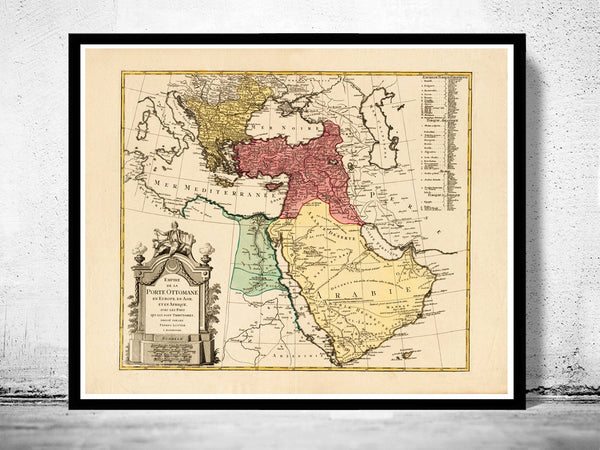 Old Map of Middle East Arabian Peninsula 1790  | Vintage Poster Wall Art Print |