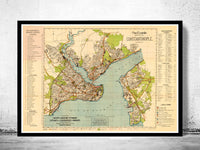 Old Map of Istanbul 1922 Constantinople Turkey  | Vintage Poster Wall Art Print |