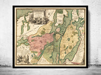 Old Map of Stockholm Sweden 1721  | Vintage Poster Wall Art Print |