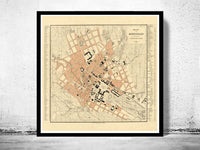 Old Map of Stuttgart, Germany 1860  | Vintage Poster Wall Art Print |