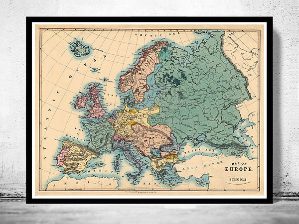 Old Map of Europe 1884 Antique Europe | Vintage Poster Wall Art Print | Vintage World Map