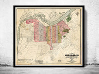 Old Map of Louisville Kentucky 1898  | Vintage Poster Wall Art Print |