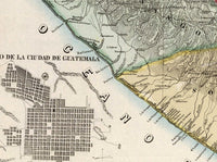 Old Map of Guatemala 1859  | Vintage Poster Wall Art Print |