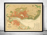 Old Map of Kiel Germany 1887  | Vintage Poster Wall Art Print |