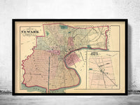 Old Map of Newark New Jersey 1872 Vintage Map | Vintage Poster Wall Art Print |