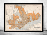 Old Map of Montreal Canada 1915  | Vintage Poster Wall Art Print |