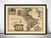 Old Map of America 1717 America Vintage Map | Vintage Poster Wall Art Print |