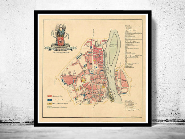 Old Map of Maastricht Netherlands 1860  | Vintage Poster Wall Art Print |