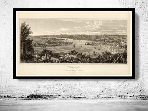 Old Constantinople Istanbul Panoramic View 1811  | Vintage Poster Wall Art Print |