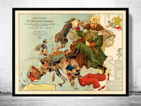 Vintage Comic Map of Europe 1899  | Vintage Poster Wall Art Print |