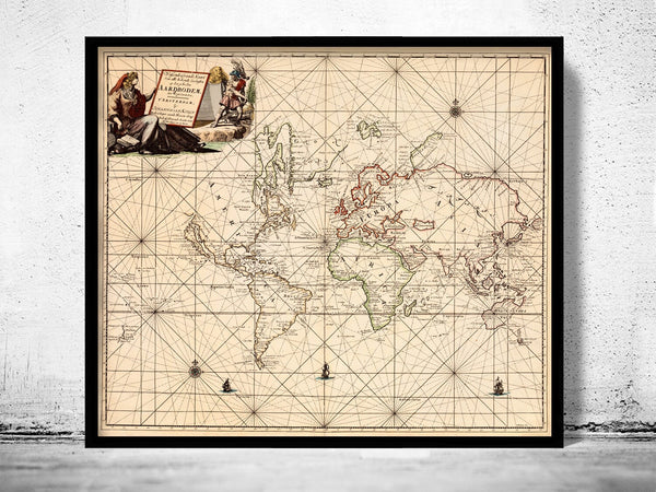 Old Map of The World  1697 Antique map  | Vintage Poster Wall Art Print | Vintage World Map