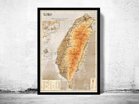 Old Map of Taiwan - fine reproduction  | Vintage Poster Wall Art Print |