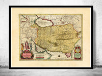 Old Map of Persia Iran 1665  | Vintage Poster Wall Art Print |