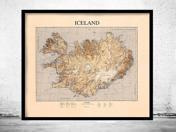 Vintage Map of Iceland Islandia  | Vintage Poster Wall Art Print |
