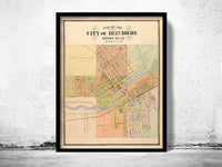 Old map of Belvidere Illinois 1886 Vintage Map | Vintage Poster Wall Art Print |