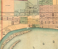 Old map of Davenport Iowa 1857  | Vintage Poster Wall Art Print |