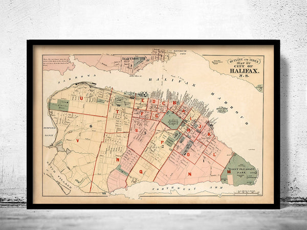 Old Map of Halifax Nova Scotia Canada 1878 Vintage Map | Vintage Poster Wall Art Print |