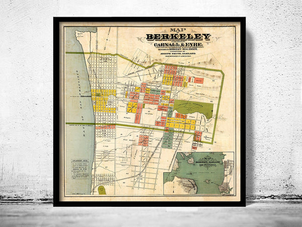 Old map Berkeley California 1880 Vintage Map | Vintage Poster Wall Art Print |