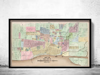 Old map of Burlington Iowa 1873  | Vintage Poster Wall Art Print |