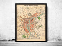 Old Map of Liege Belgium 1880 Vintage Map  | Vintage Poster Wall Art Print |