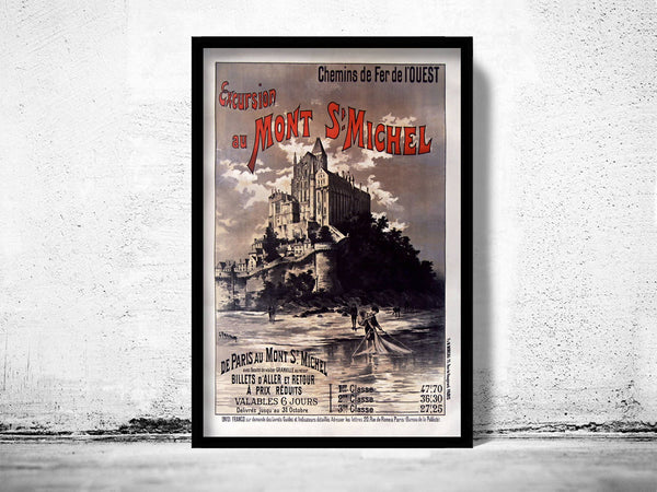 Vintage Poster of Mont St Michel France 1895  | Vintage Poster Wall Art Print |