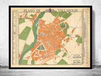 Old Map of Valladolid  1906 Spain Espana Mapa de Valladolid  | Vintage Poster Wall Art Print |