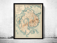 Old Map of Mount Desert Island Maine 1896 Vintage Map  | Vintage Poster Wall Art Print |